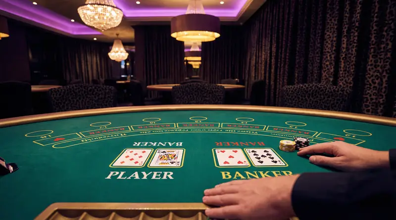 Mesa de bacará elegante en MGM Casino